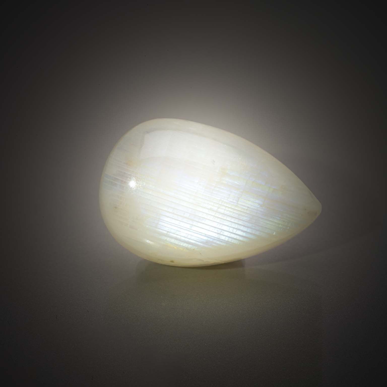 Prehnite poire cabochon sur papier. - Lazuli