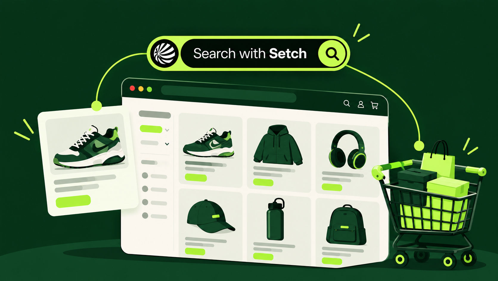 Use Setch to explain customer needs and update the cart in one step