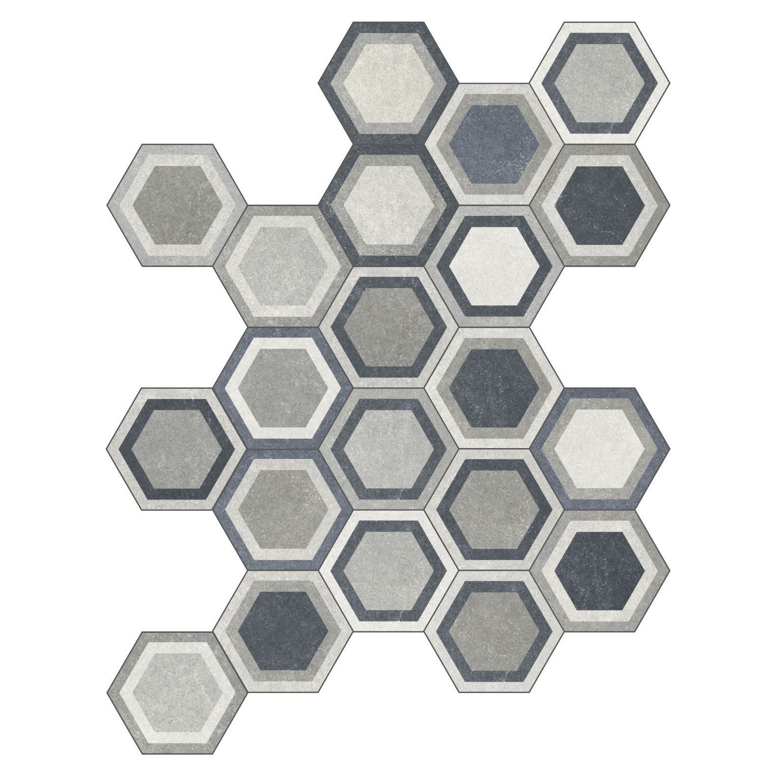 HEXAGONAL TRAFFIC COMBI GREY MIX 25x22 (Caja de 1,04 m2)