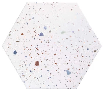 CONFETI WHITE Hexagonal 56x48,5 Detalles Brillo (Caja de 1.20 m2)