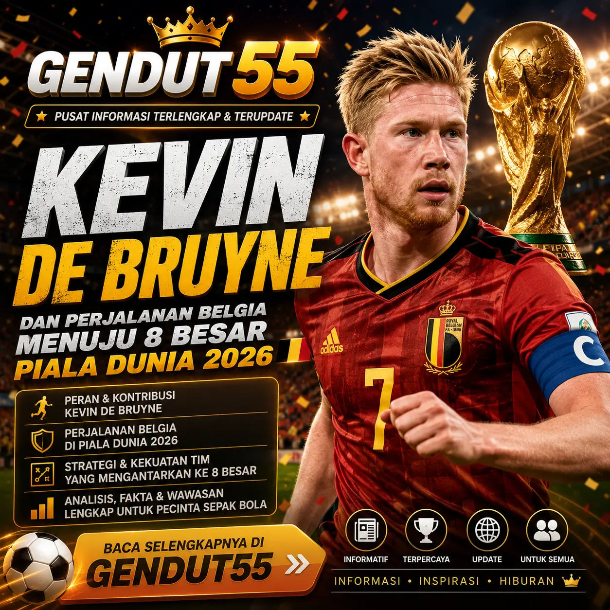 GENDUT55 | Kevin De Bruyne dan Perjalanan Belgia Menuju 8 Besar Piala Dunia 2026