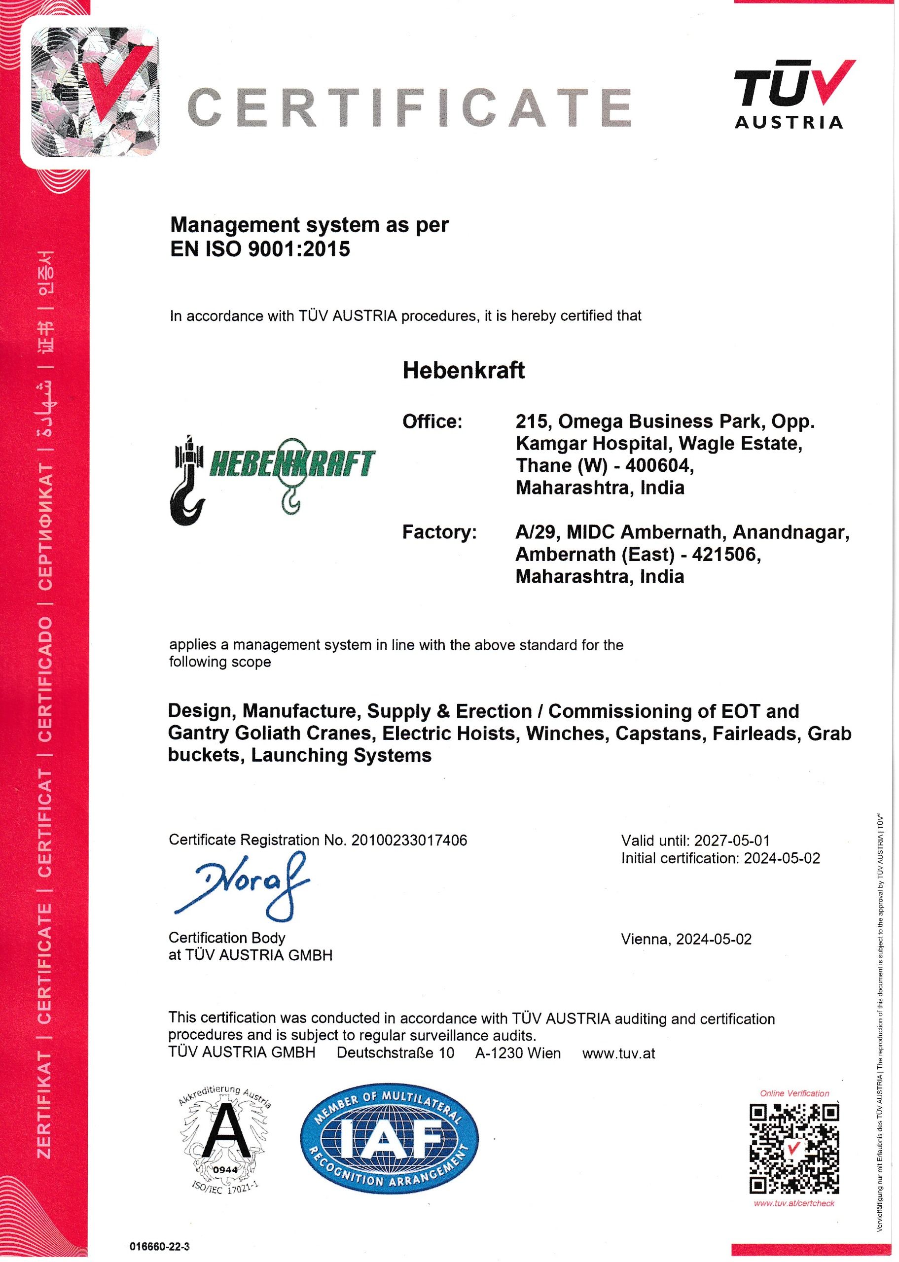 ISO 9001:2015 Quality Management System