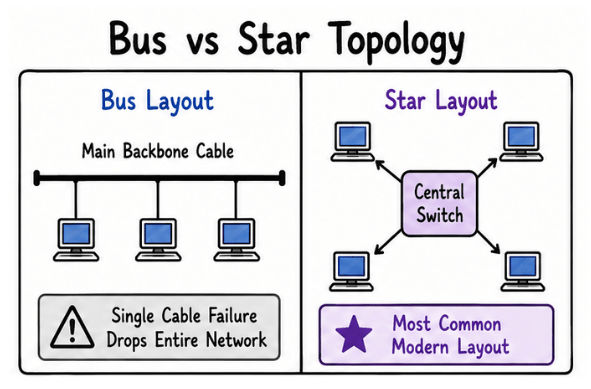 Bus vs Star Topologies
