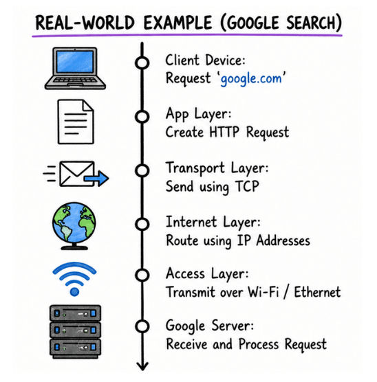 Real-World Example (Google Search) TCP/IP Model