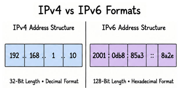 IPv4 vs IPV6 formats