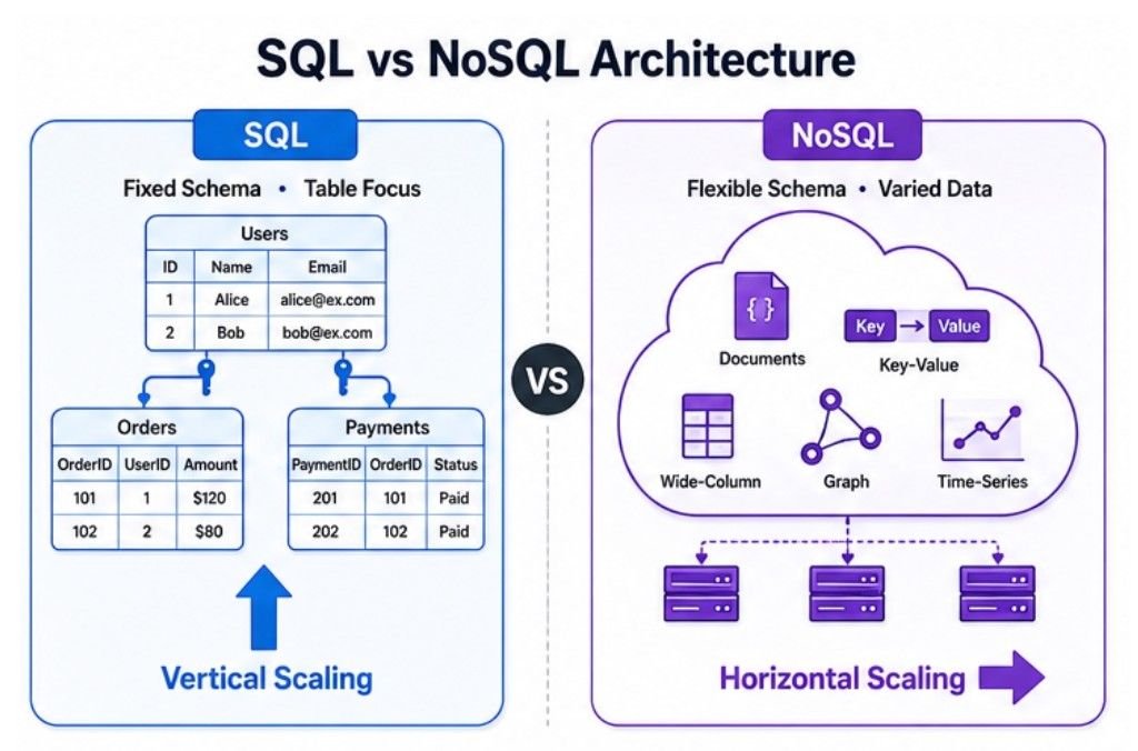 SQL vs NoSQL Difference Between SQL vs NoSQL