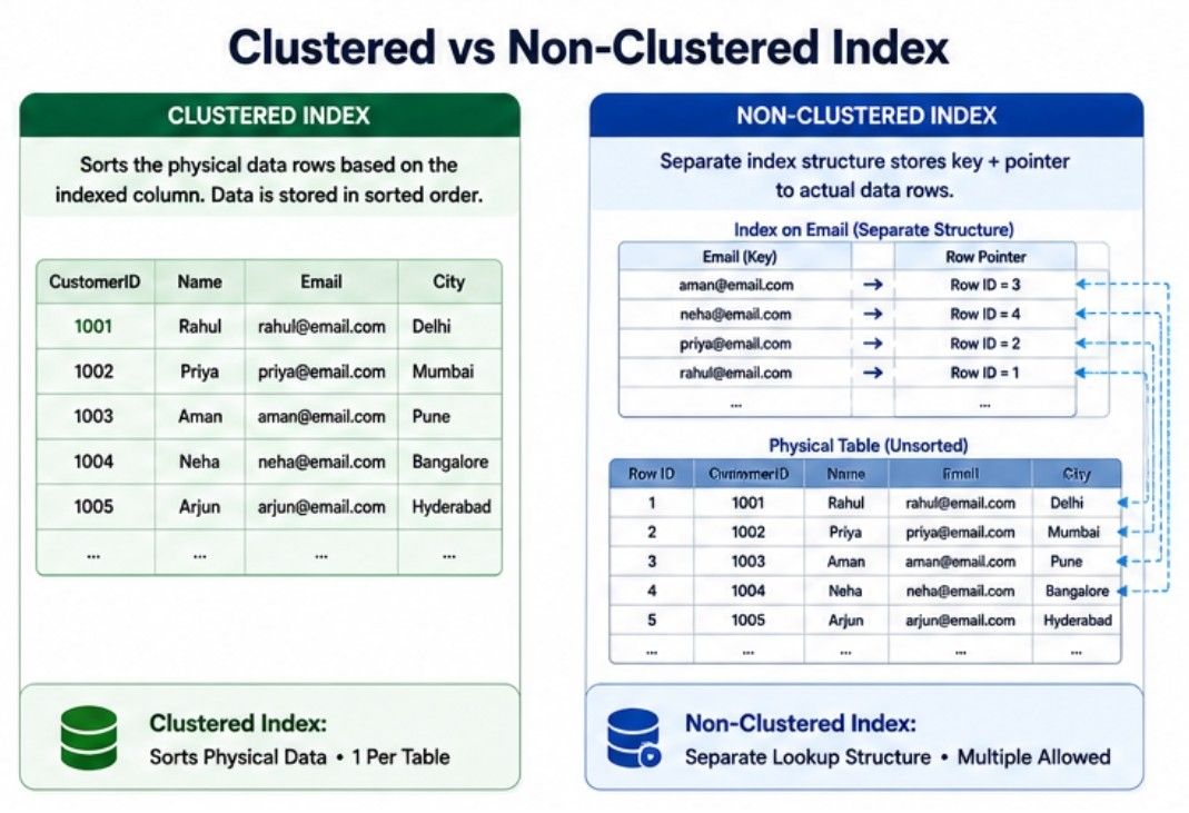 Difference Between Clustered Index vs Non-Clustered Index