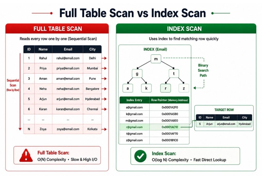 Difference Between Full Table Scan vs Index Scan