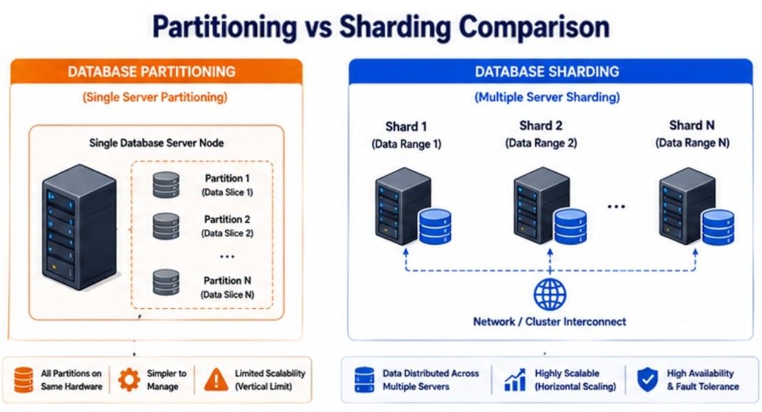 Partitioning vs Sharding Difference Between Partitioning vs Sharding