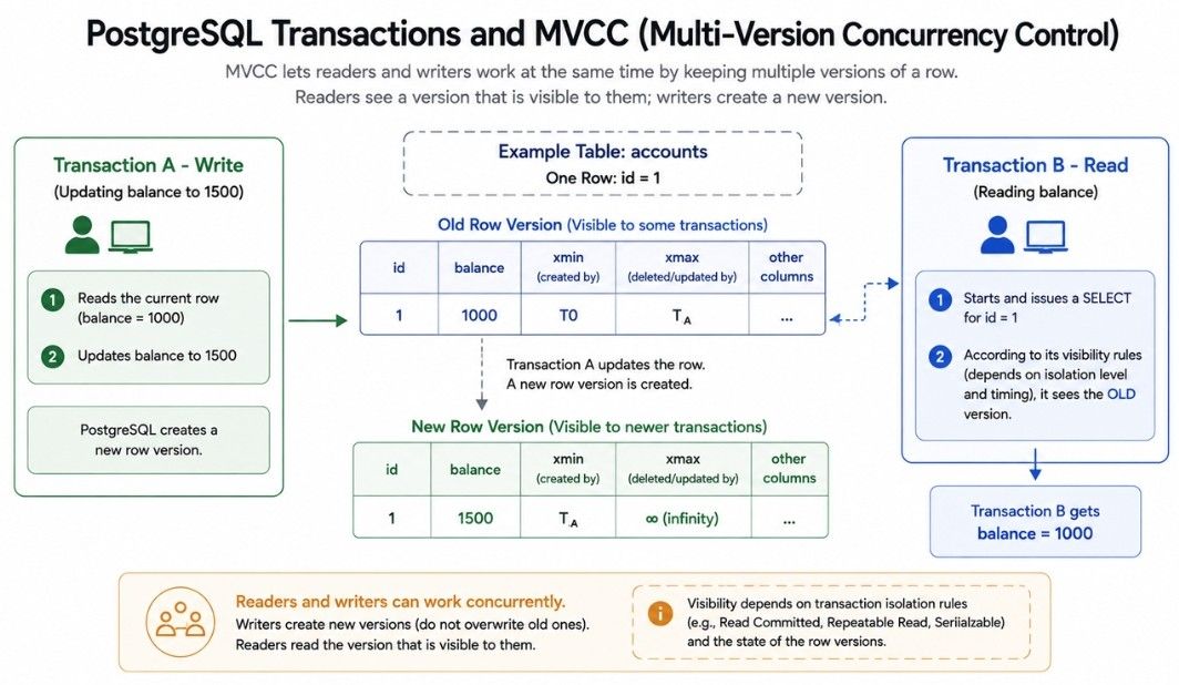 PortgreSQL Transactions and Multi-Version Concurrency Control (MVCC)