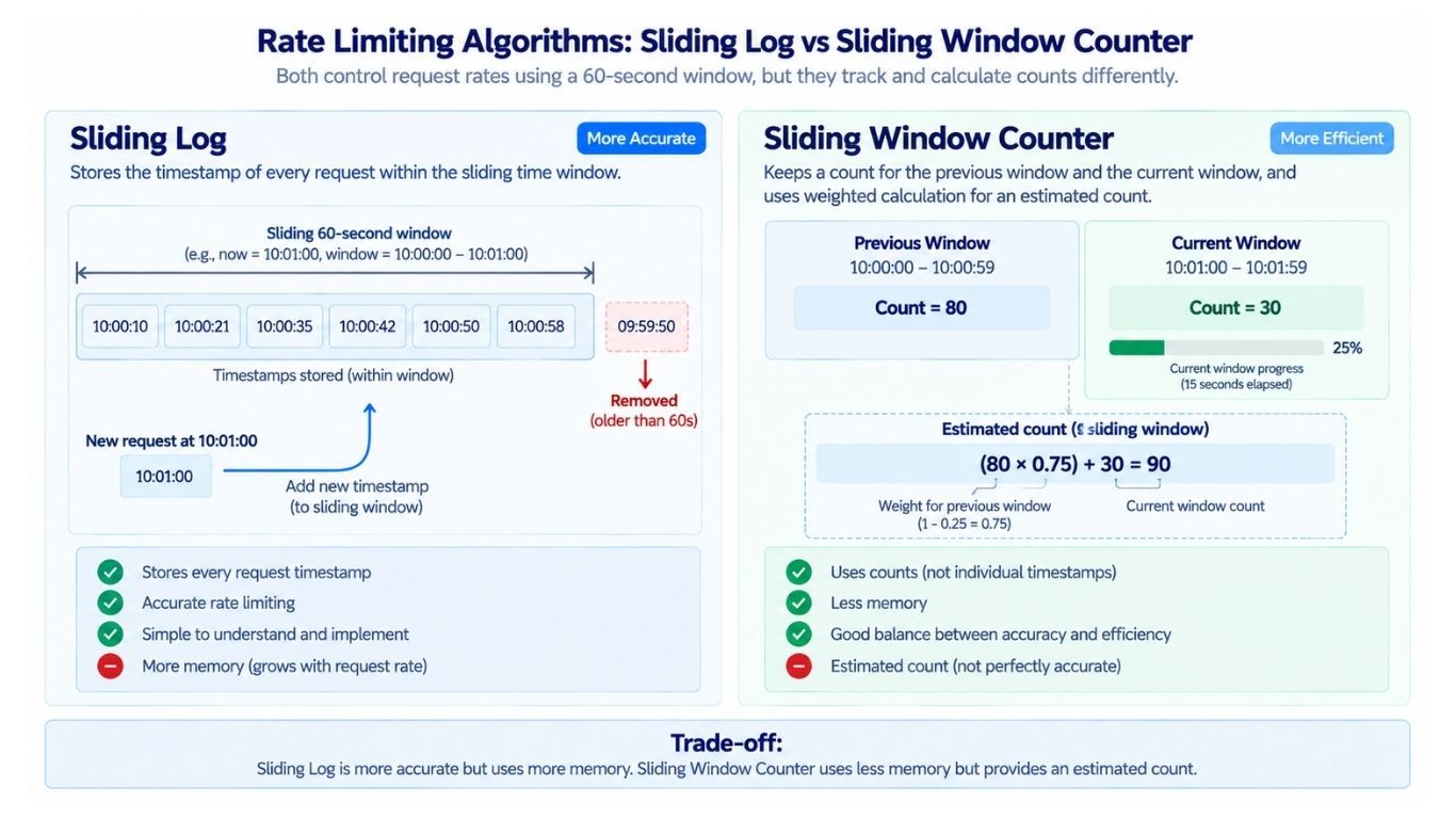 Sliding Log vs Sliding Window Counter