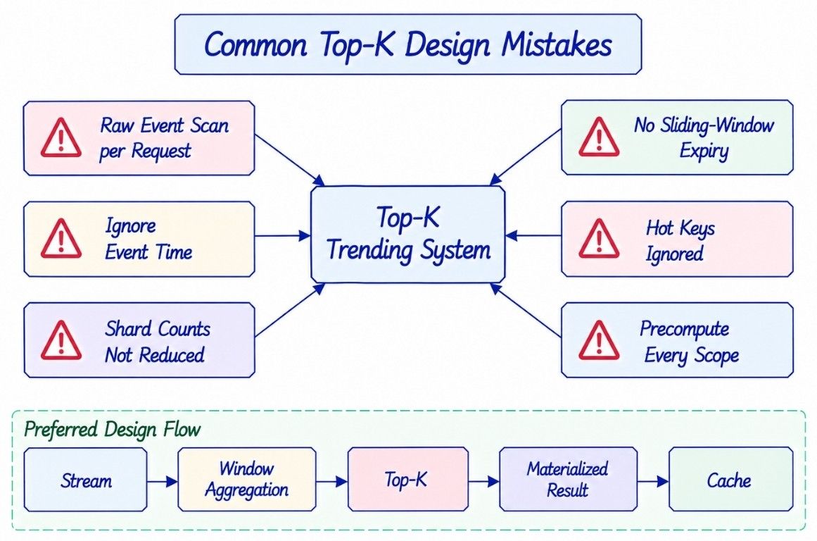 Common Top-K Trending System Design Mistakes