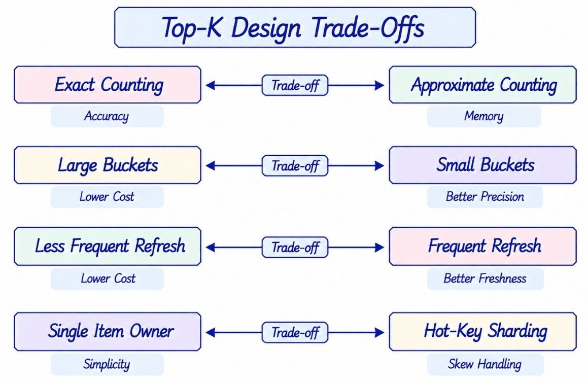 Important Top-K Trending System Trade-Offs
