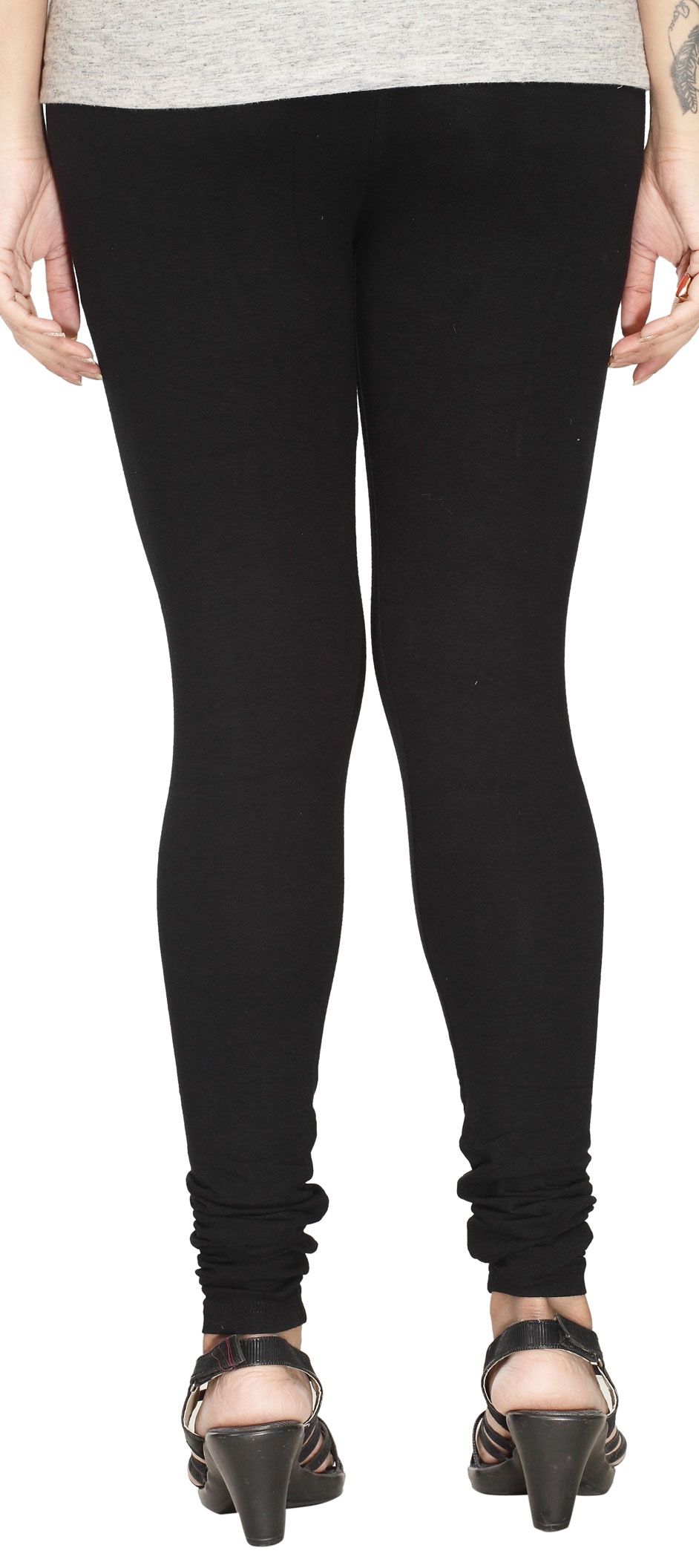 1518604 Casual Black and Grey color Cotton fabric Leggings