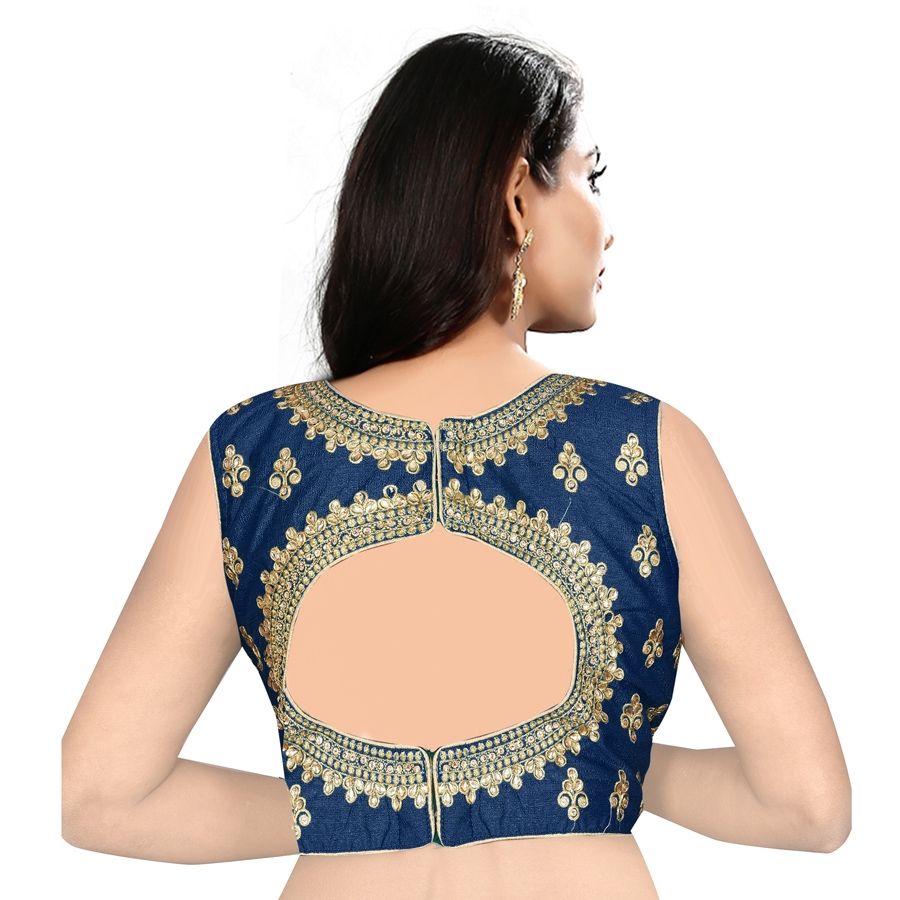 1562029: Blue color Silk fabric Blouse
