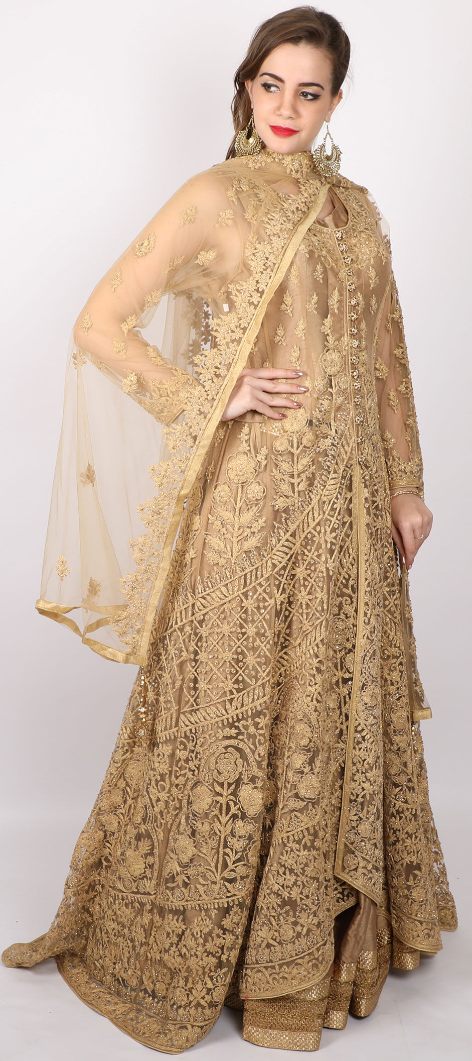 lehenga design in golden colour