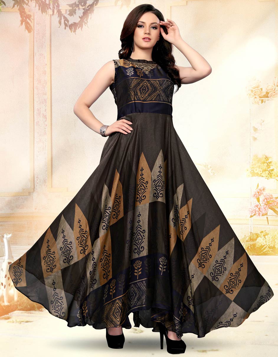 Casual, Party Wear Multicolor color Blended fabric Gown : 1574039