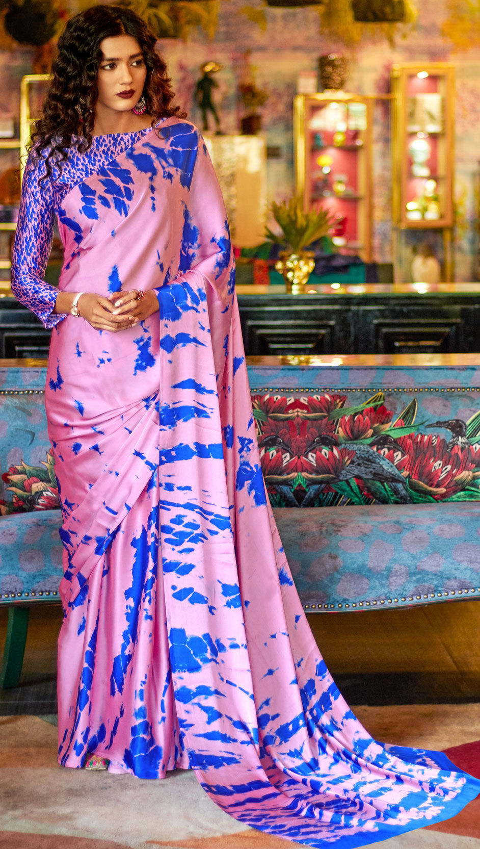 Traditional Pink And Majenta Color Satin Silk Silk Fabric Saree 1584350