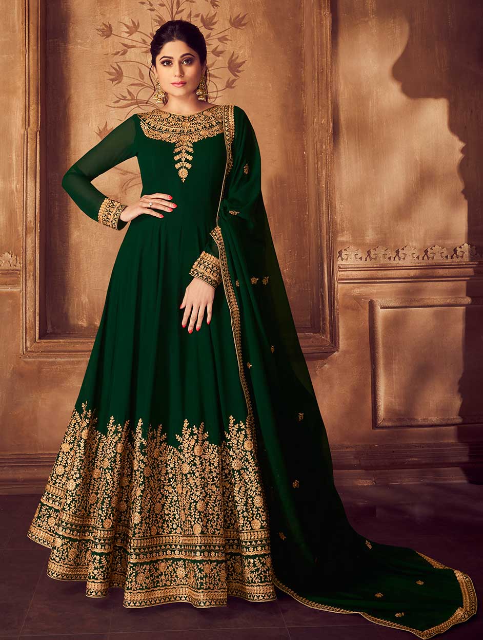 Bollywood Green Color Georgette Fabric Salwar Kameez 1588455 