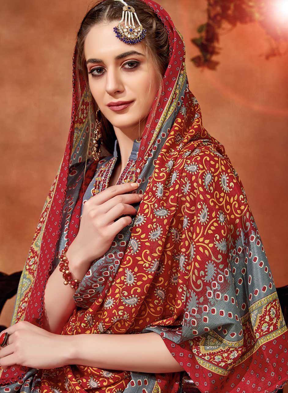 Casual, Festive Black and Grey color Cotton fabric Salwar Kameez 1595070