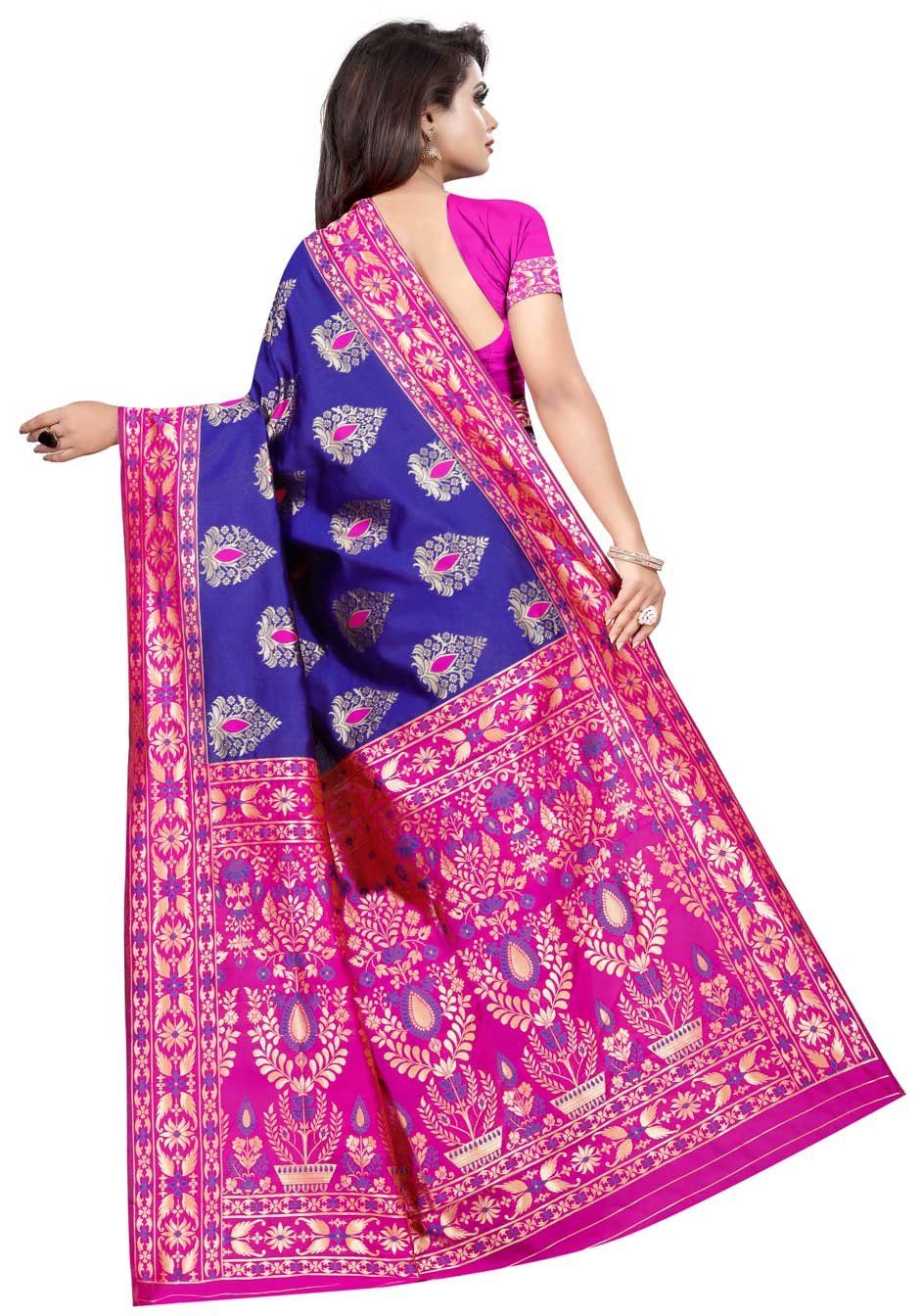 Traditional Blue color Litchi Silk, Silk fabric Saree : 1606634