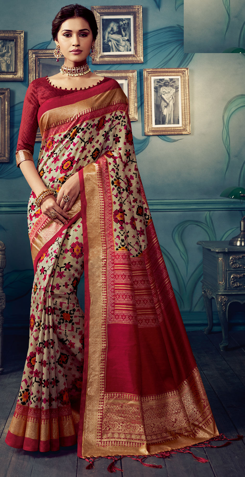 Traditional Multicolor Color Silk Silk Cotton Fabric Saree 1611183 8151