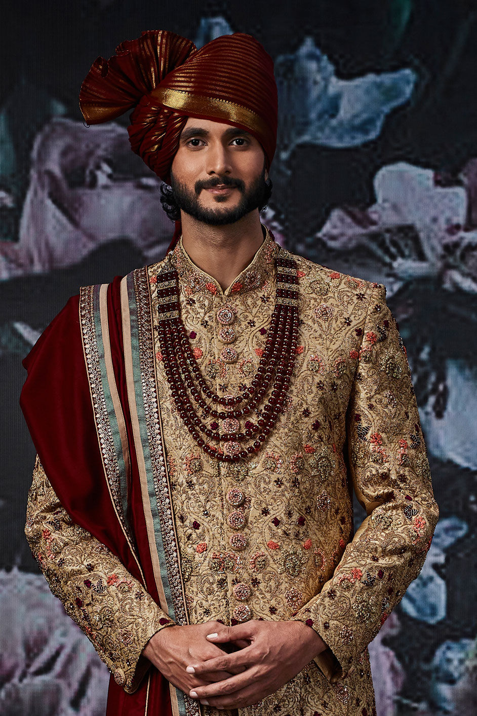 Gold Color Banarasi Silk Fabric Sherwani 1612300 9186