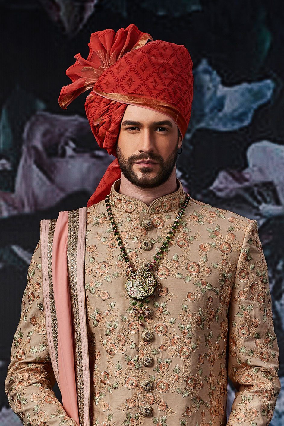 Gold Color Banarasi Silk Fabric Sherwani 1612302 4107