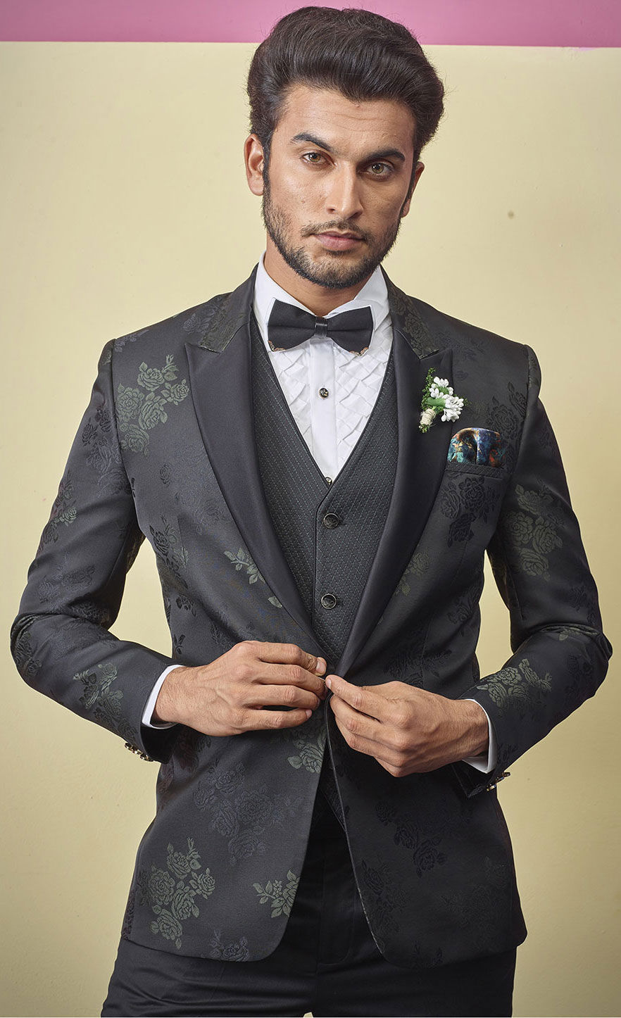 Black and Grey color Imported fabric 3 Piece Suit (with shirt) : 1643617