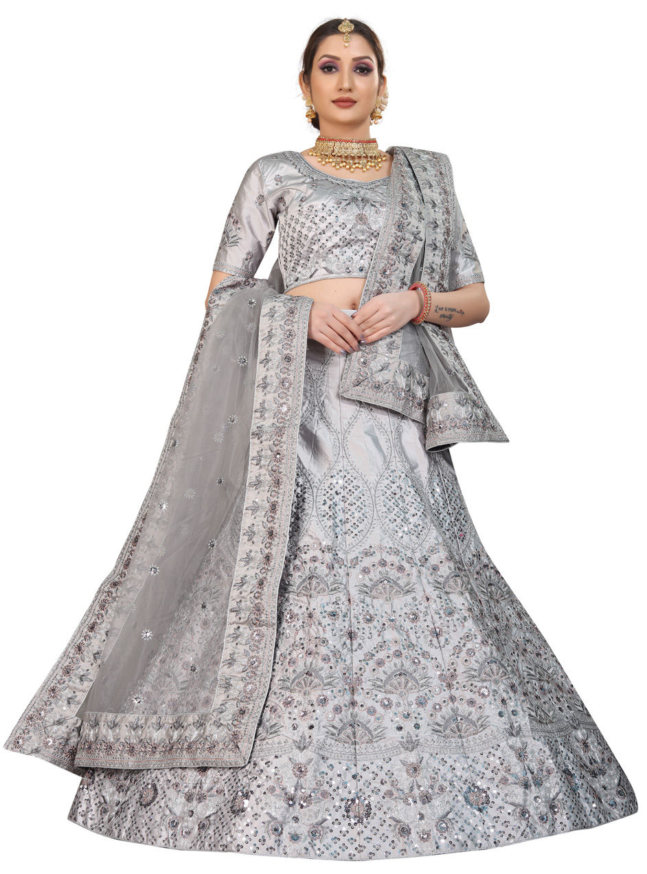 silver reception lehenga