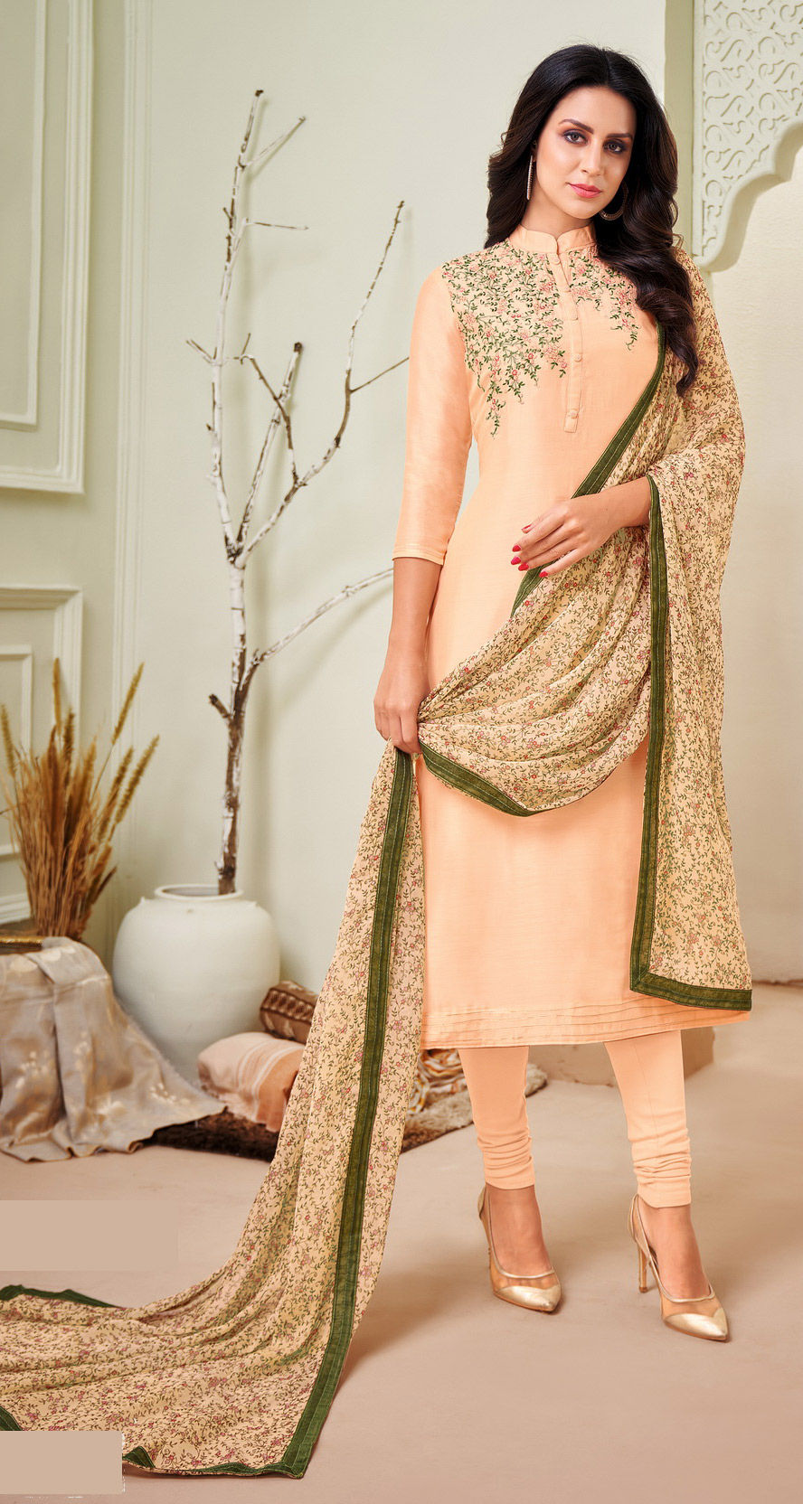 orange and white salwar suit