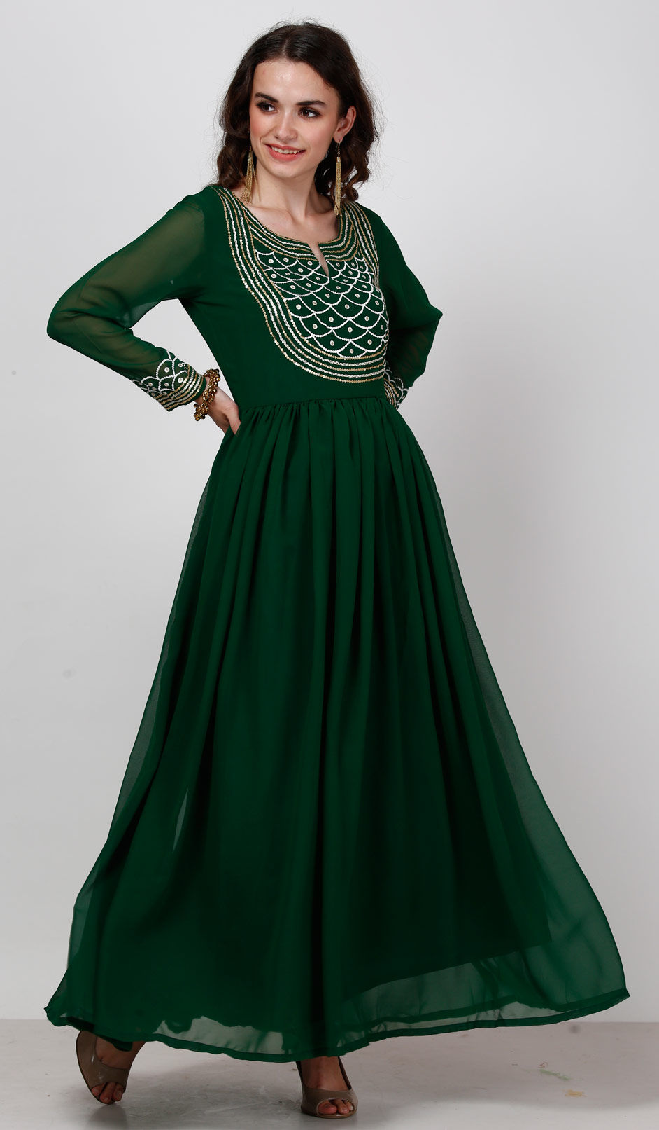 Party Wear Green color Georgette fabric Gown : 1660959
