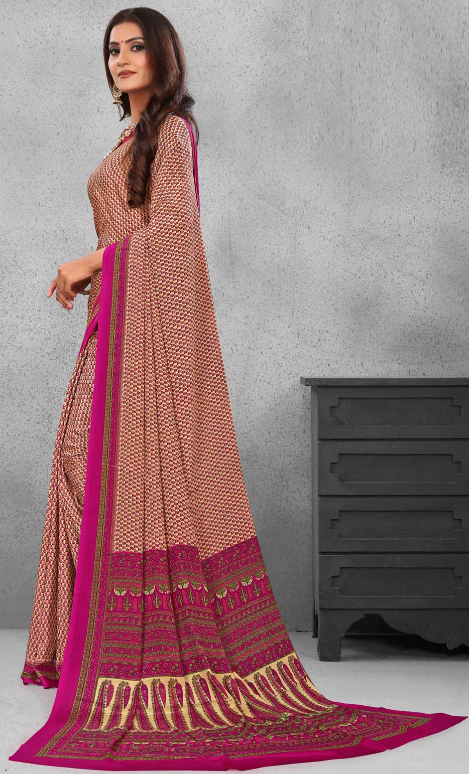 Multicolor Printed Crepe Silk Saree
