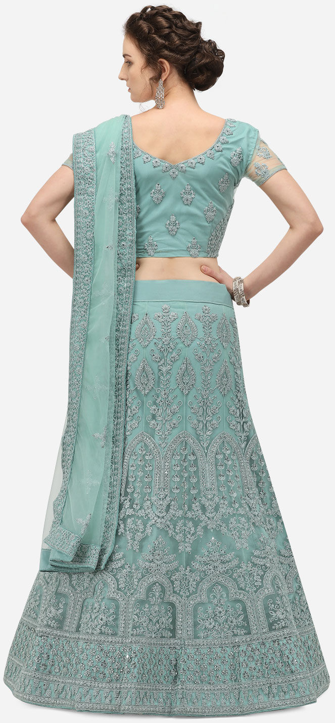 net party wear lehenga