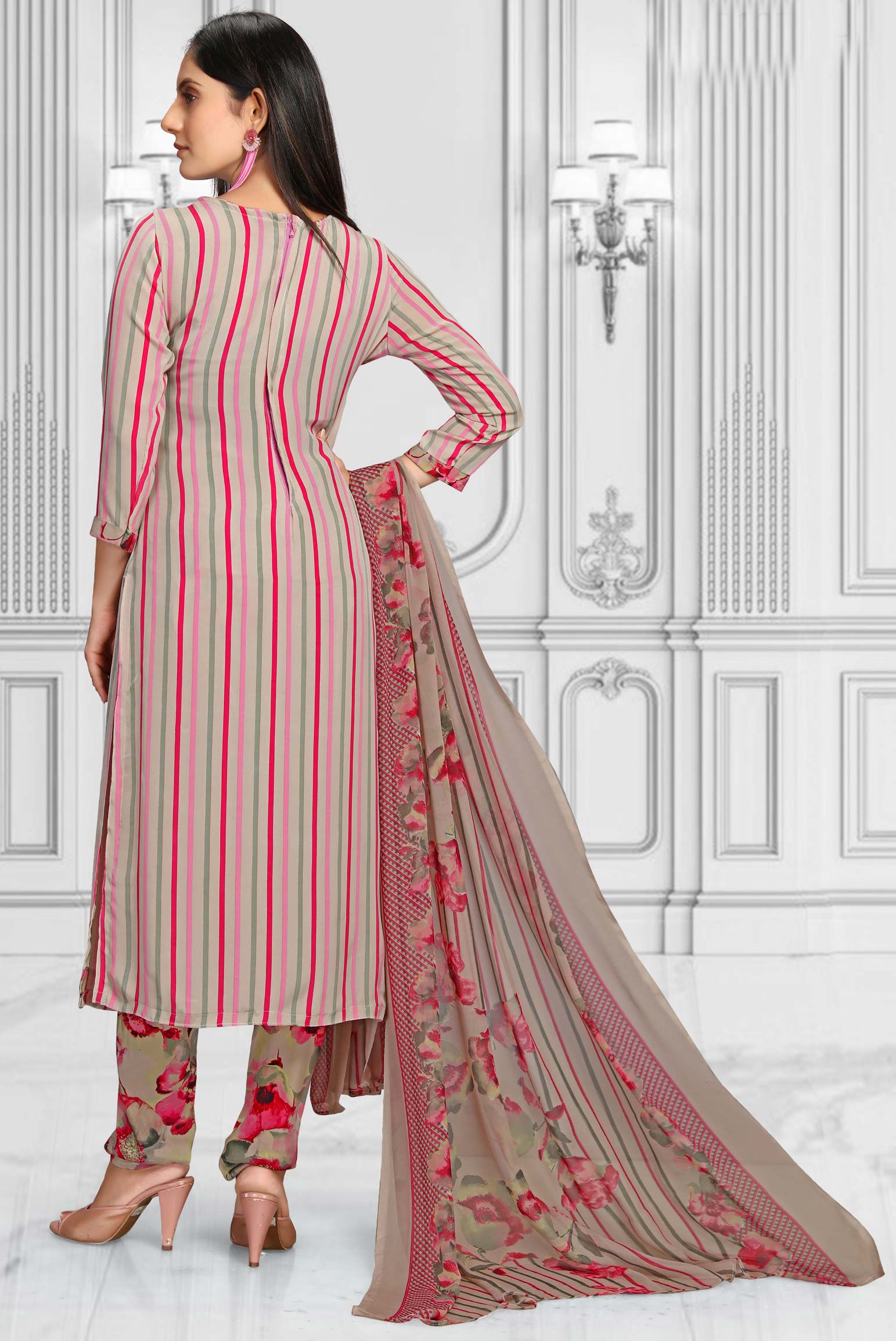 Coffee Crepe Silk Salwar