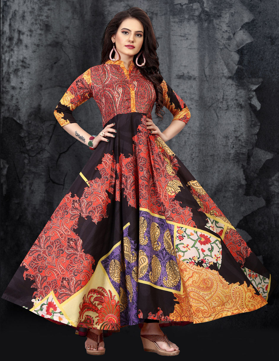 Casual Multicolor color Muslin fabric Kurti 1722360