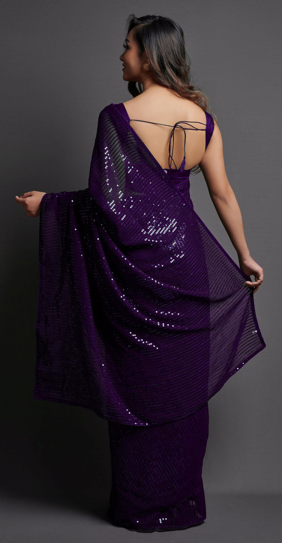 Festive, Party Wear Purple and Violet color Georgette fabric Saree ...