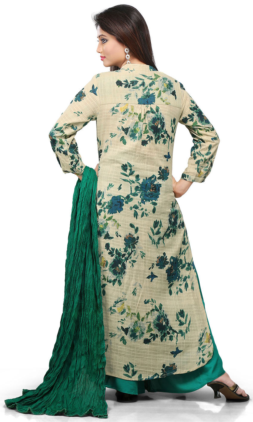 466152 Beige and Brown color family stitched Cotton Salwar Kameez