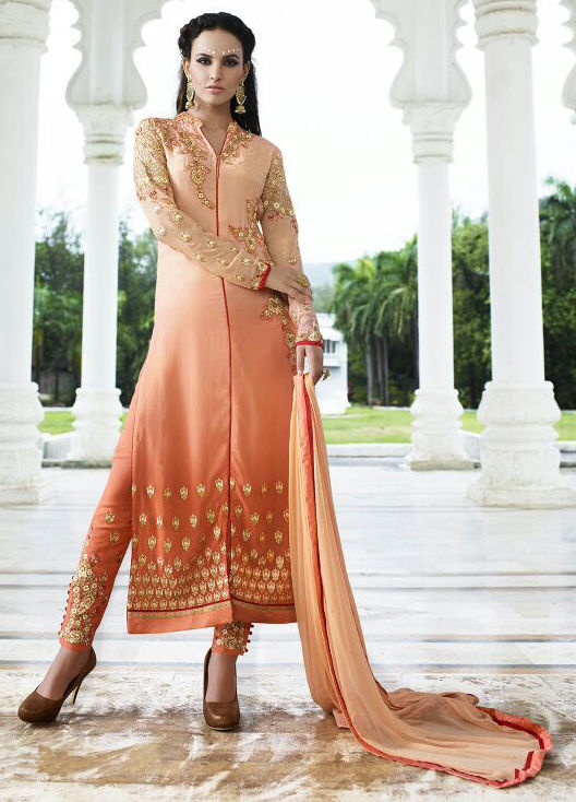 orange and white salwar suit