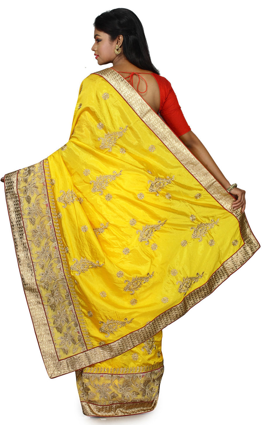 Party Wear Yellow Color Art Silk Silk Fabric Saree 750087 