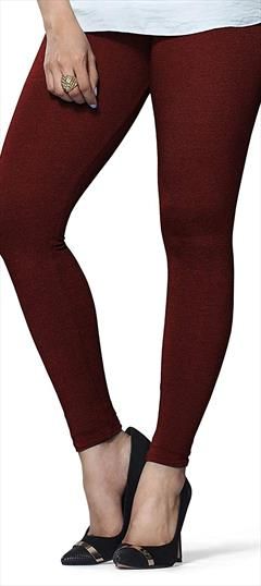 Casual Red and Maroon color Leggings in Lycra fabric with Thread work : 1592014