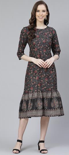 Casual, Party Wear Multicolor color Dress in Rayon fabric with Digital Print work : 1760286