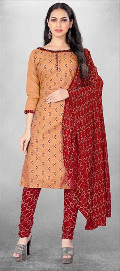 Casual Pink and Majenta color Salwar Kameez in Cotton fabric with Churidar, Straight Printed work : 1830540