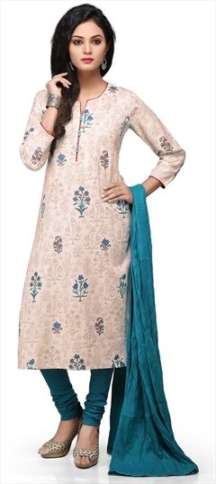 438181 White and Off White  color family Cotton Salwar Kameez,Printed Salwar Kameez in Cotton fabric with Printed work .