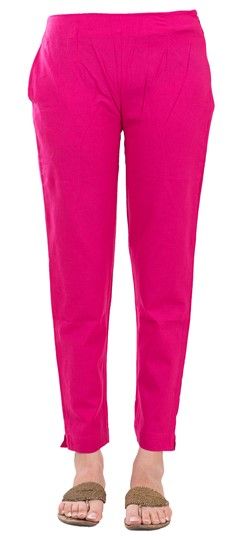 600834 Pink and Majenta  color family Jeggings in Rayon fabric with Thread work .