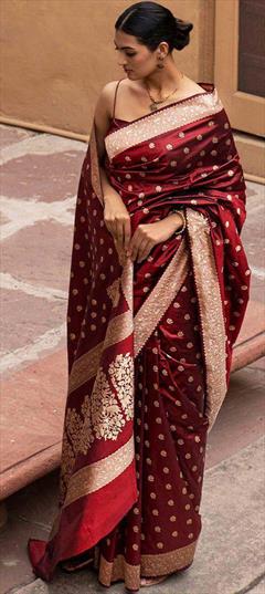 Red and Maroon - Banarasi Silk - Sarees ...