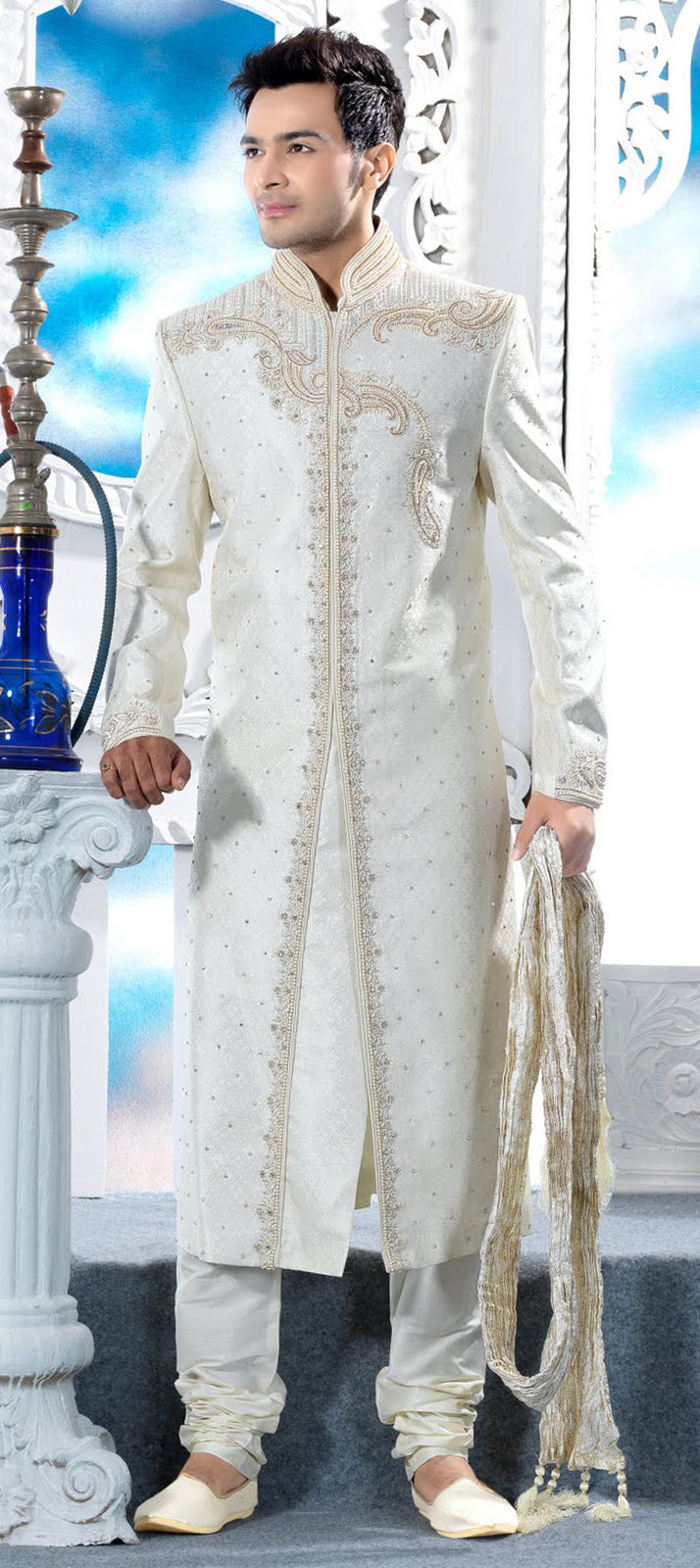 11282: White and Off White color family Sherwani.