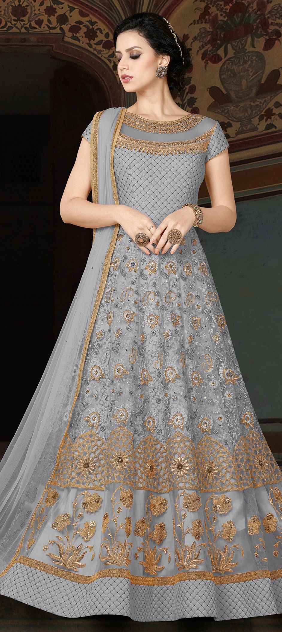 1501548: Black and Grey color Salwar Kameez