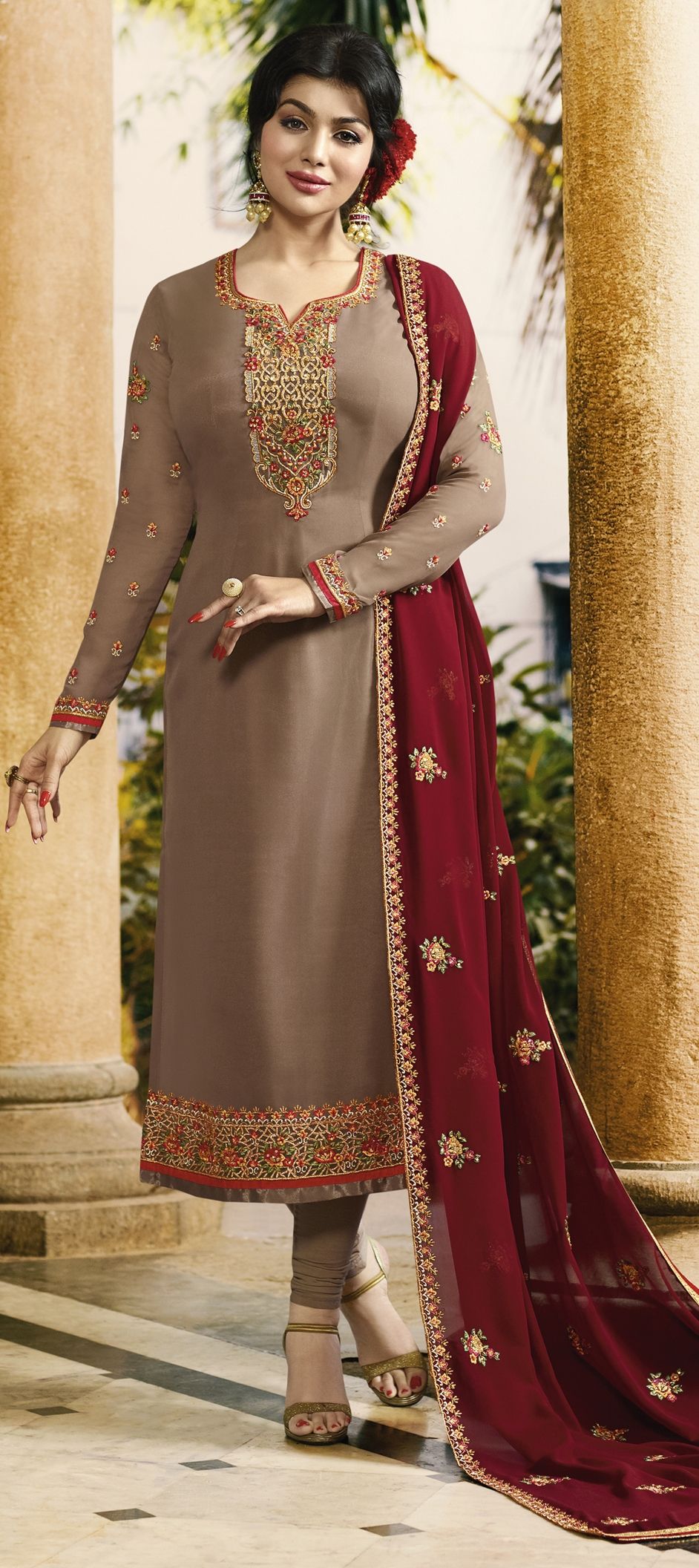 1503741 Beige and Brown color Salwar Kameez