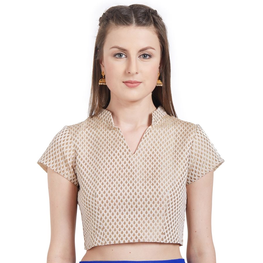 Blonde yellow and beige khadi overlapped blouse
